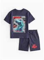 Jurassic World Navy Printed T-Shirt & Shorts 12 years