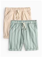 Stone Linen Blend Shorts 2 Pack 2-3 years
