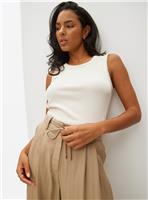 White Contrast Crochet Trim Vest 10