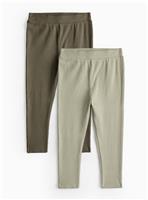 Green & Khaki Ribbed Leggings 2 Pack 4-5 years