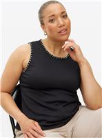 Black Contrast Crochet Trim Vest 16