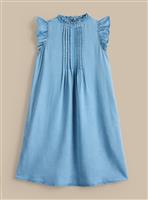 EVERBELLE Blue Denim Frill Sleeveless Dress 8