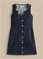 EVERBELLE Dark Denim Scallop Neck Pinafore Dress 6