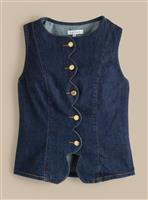 EVERBELLE Dark Denim Scallop Detail Waistcoat 20