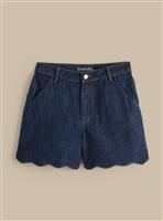 EVERBELLE Dark Denim Scallop Hem Shorts 8