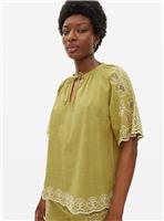 Green Embroidered Co-ord Peasant Blouse 12