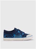 START-RITE Raptor Navy Dinosaur Print Double Strap Canvas Shoes 3