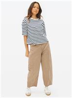 Taupe Relaxed Denim Barrel Leg Jeans 12L