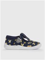 START-RITE Wriggles Navy Digger T Bar Canvas Shoes 5 Infant
