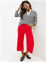 Red Denim Wide Leg Cropped Jeans 14