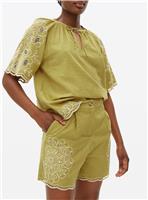 Green Cutwork Embroidered Co-ord Shorts 14