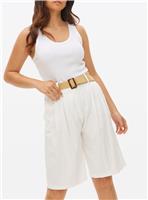 White Belted Longline Co-ord Shorts 18