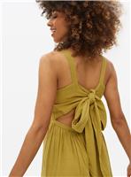 Khaki Embroidered Bow Detail Midaxi Dress 16