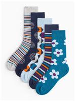 Bold Geo Printed Ankle Socks 5 Pack 6-8.5