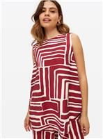 Dark Red Printed Sleeveless Co-ord Shell Top 10