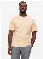 Beige Pocket Relaxed Crew T-Shirt XXXXL