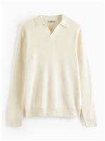 Oatmeal Trophy Knit Long Sleeve Polo Shirt XL