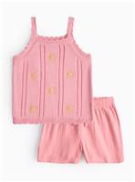 Pink Sun Embroidered Knitted Co-ord Set 4-5 years