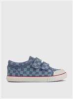 START-RITE Kicks Blue Check Double Strap Canvas Shoes 9.5 Infant