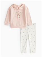 Peter Rabbit Pink Collared Sweatshirt & Print Leggings Set 12-18 months