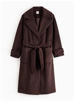PETITE Brown Relaxed Wrap Coat 16
