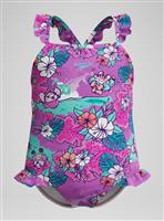 SPEEDO Girls Learn To Swim Printed Frill Thinstrap Swimsuit 6-9 months