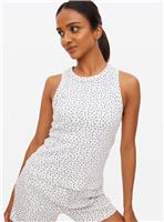 Blue Floral Printed Waffle Co-ord Pyjama Vest XXL