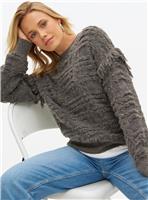 Grey Check Fringe Detail Jumper 22