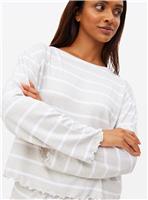 Grey Stripe Soft Touch Co-ord Pyjama Top L