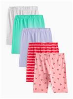 Plain & Printed Cycling Shorts 5 Pack 6-7 years