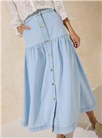 EVERBELLE Light Denim Button Through Maxi Skirt 12