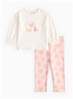Long Sleeve Top & Heart Printed Leggings 6-9 months