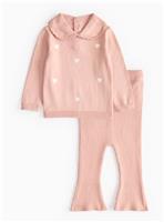 Collared Knitted Jumper & Flared Leggings Set 12-18 months