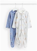 Peter Rabbit Printed Collared Sleepsuits 2 Pack 3-6 months