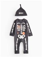 Halloween Skeleton Sleepsuit & Hat Set Newborn