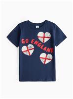 Navy Sequin Hearts Euros T-Shirt 9 years