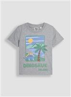 JOJO MAMAN B&Eacute;B&Eacute; 2-Pack Dino Island Print & Plain T-Shirts 4-5 Years