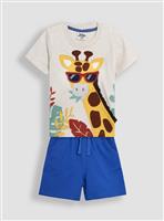 JOJO MAMAN B&Eacute;B&Eacute; 2-Piece Giraffe Applique T-Shirt & Short Set Up To 3 mths