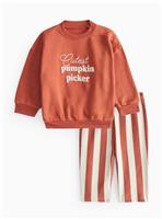 Pumpkin Print Sweatshirt & Stripe Trousers Set 12-18 months