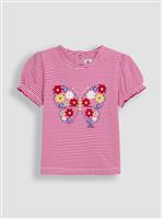 JOJO MAMAN B&Eacute;B&Eacute; Butterfly Applique Puff Sleeve T-Shirt 6-12 months