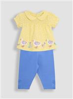 JOJO MAMAN BÉBÉ Duck Applique Blouse & Leggings Set 3-6 months