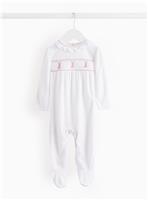 Bunny Design Frill Collar Towelling Sleepsuit 6-9 months