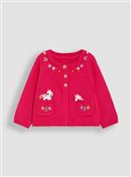 JOJO MAMAN B&Eacute;B&Eacute; Unicorn Applique Pet In Pocket Cardigan 6-12 months