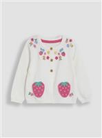 JOJO MAMAN B&Eacute;B&Eacute; Strawberry Applique Pocket Cardigan 12-18 months