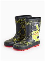 Pokemon Pikachu Print Black Wellies 6 Infant