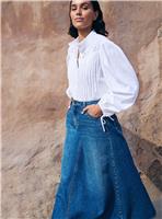 Mid Wash Studded Midaxi Denim Skirt 24
