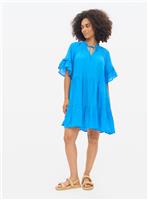 Blue Tie-Neck Beach Smock Dress 12
