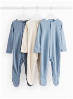 Tonal Blue Sleepsuits 3 Pack 12-18 months