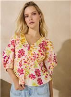 EVERBELLE Floral Peplum Hem Poplin Blouse 10