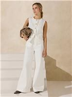 EVERBELLE White Denim Patch Pocket Wide Leg Jeans 6